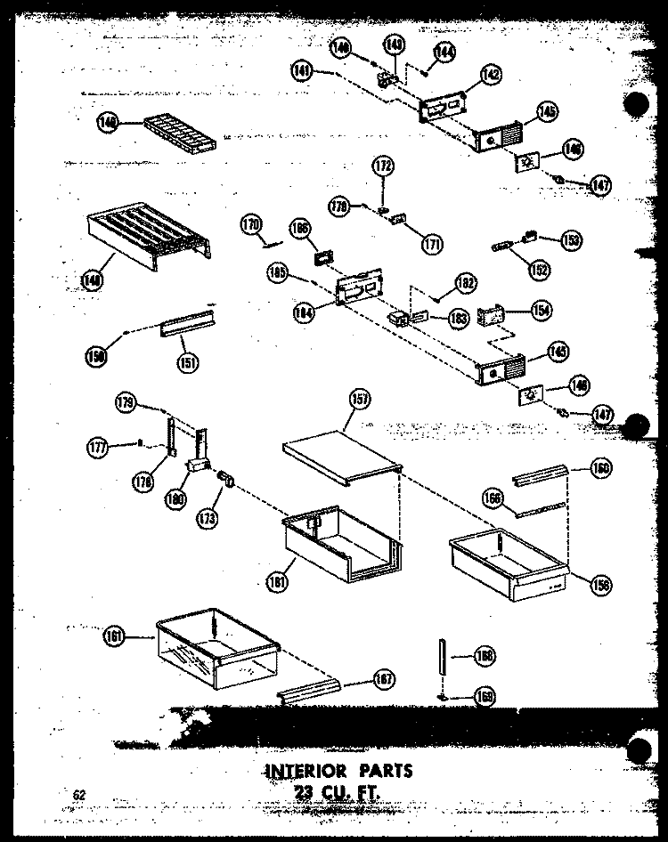 INTERIOR PARTS 23 CU. FT. Diagram and Parts List for TD23W P6030314W Amana Refrigerator