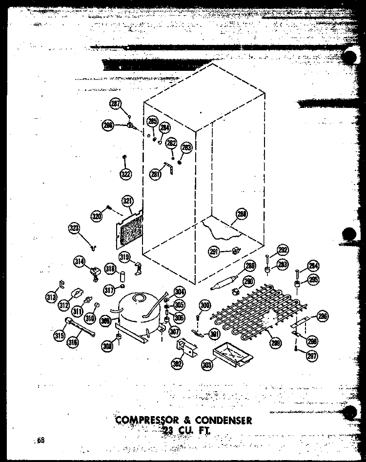 COMPRESSOR & CONDENSER 23 CU. FT. Diagram and Parts List for TD23W P6030314W Amana Refrigerator