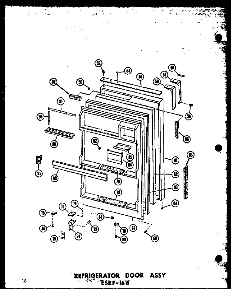 REF DOOR ASSY ESRF - 16W Diagram and Parts List for ESRF-16W P6030305W Amana Refrigerator