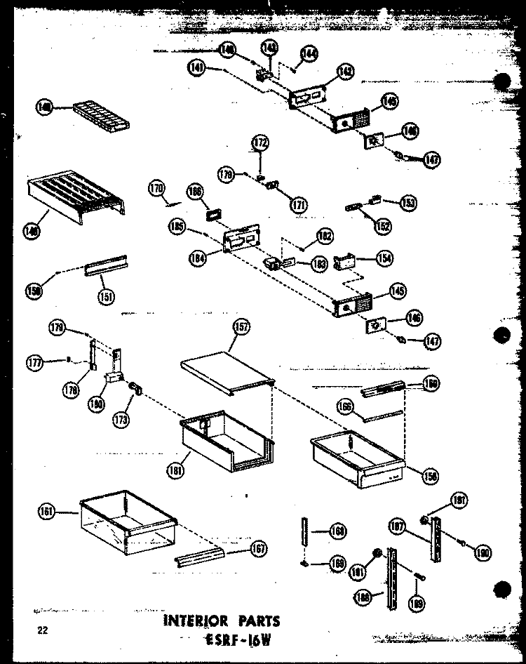 INTERIOR PARTS ESRF - 16W Diagram and Parts List for ESRF-16W P6030305W Amana Refrigerator