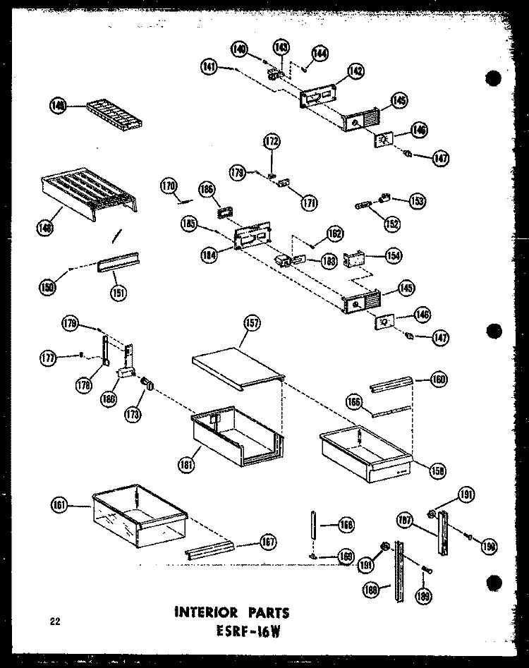 INTERIOR PARTS ESRF - 16W Diagram and Parts List for ESRF-16W P6030323W Amana Refrigerator