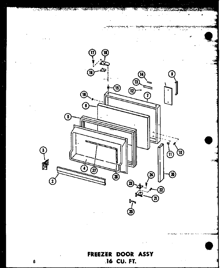 FZ DOOR ASSY 16 CU. FT. Diagram and Parts List for ET16N P6030365W Amana Refrigerator