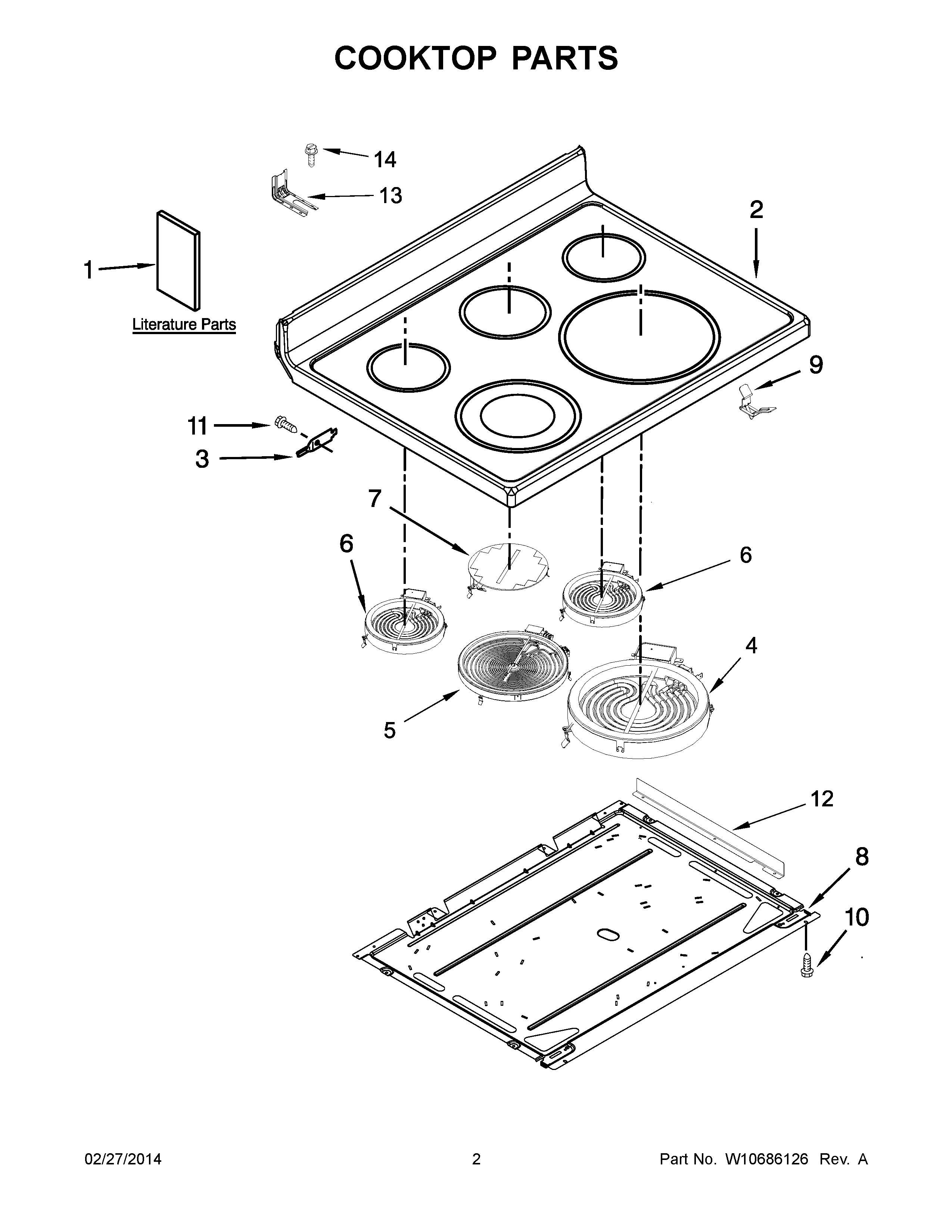 02 - COOKTOP PARTS Diagram and Parts List for YMER8800DH0  Maytag Range