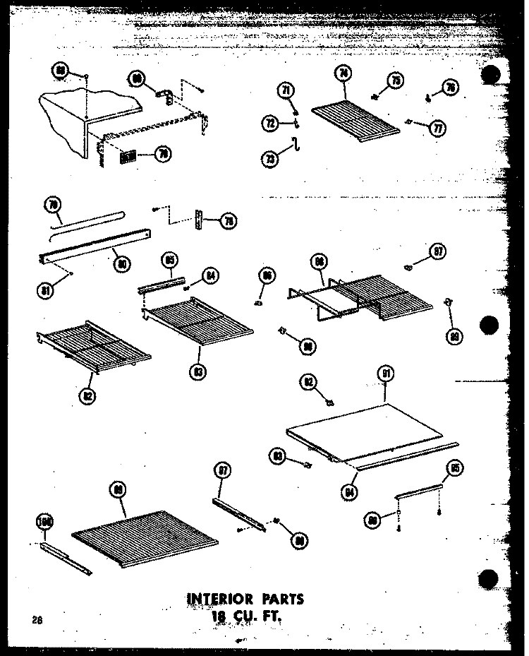 INTERIOR PARTS 18 CU. FT. Diagram and Parts List for TC18N-C P6030359W C Amana Refrigerator