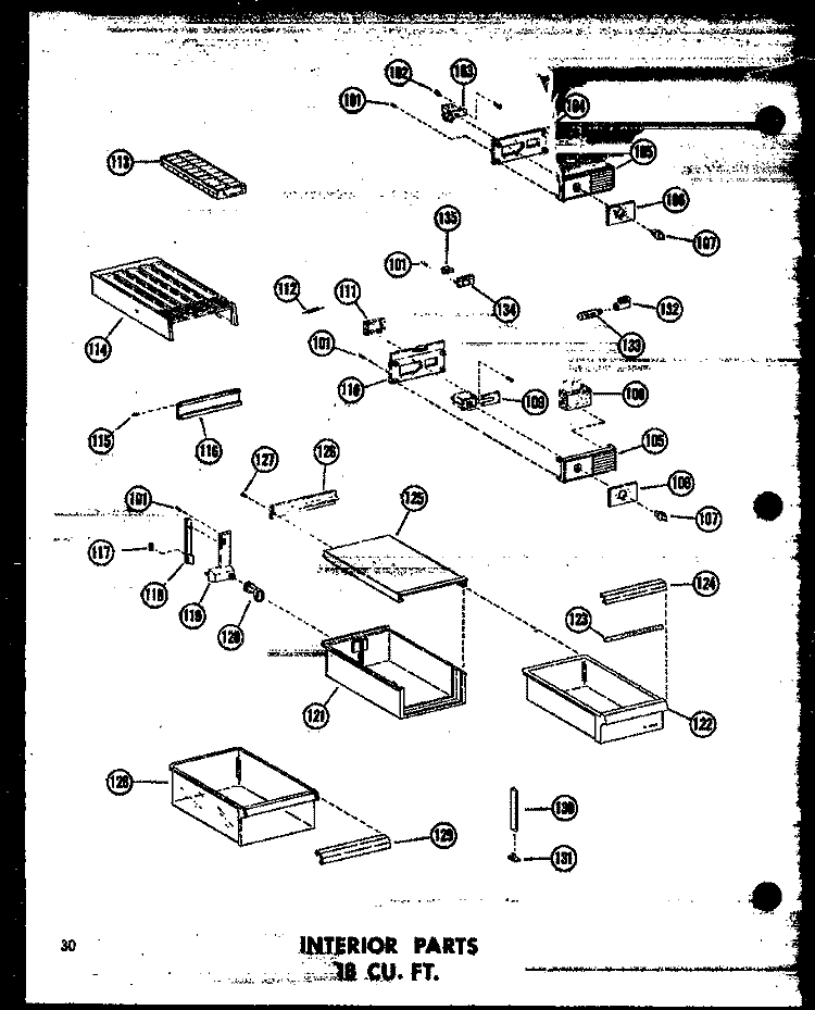 INTERIOR PARTS 18 CU. FT. Diagram and Parts List for TC18N-C P6030359W C Amana Refrigerator