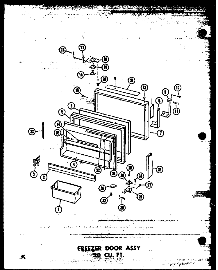 FZ DOOR ASSY 20 CU. FT. Diagram and Parts List for TR20W-AG P6030361W G Amana Refrigerator