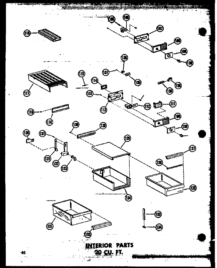 INTERIOR PARTS 20 CU. FT. Diagram and Parts List for TR20W-AG P6030361W G Amana Refrigerator