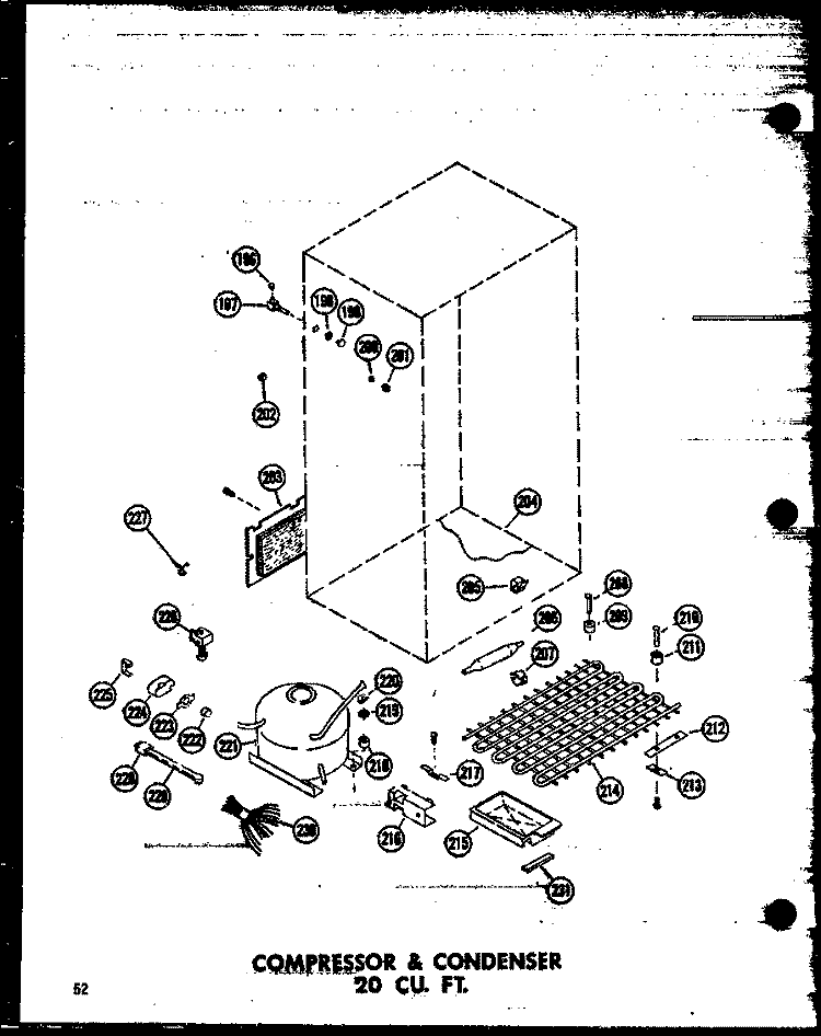COMPRESSOR & CONDENSER 20 CU. FT. Diagram and Parts List for TR20W-AG P6030361W G Amana Refrigerator