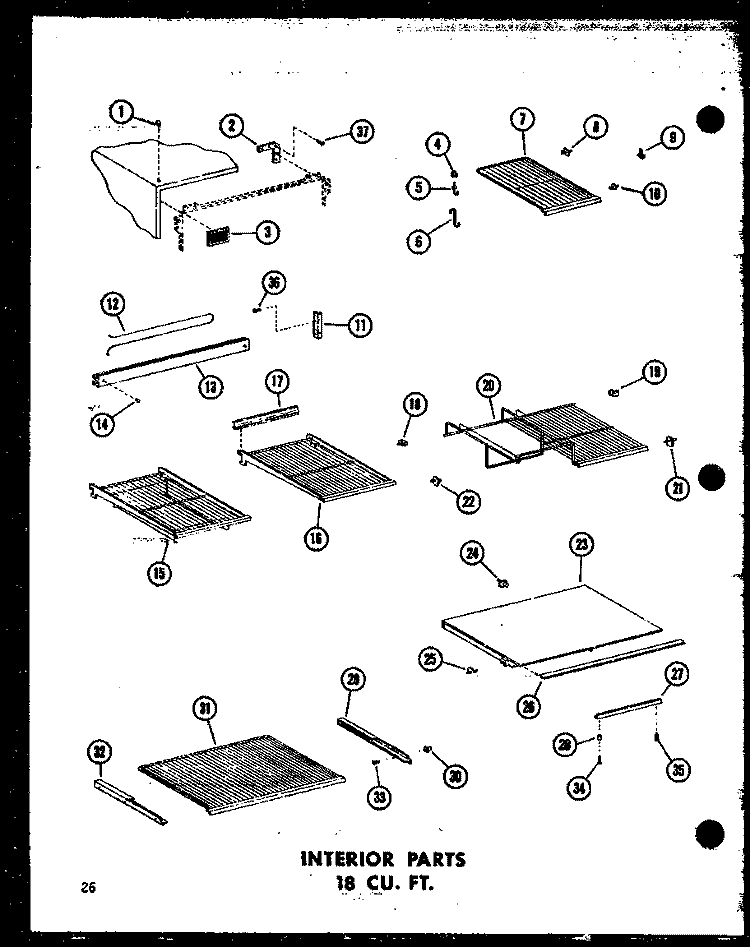 INTERIOR PARTS 18 CU. FT. Diagram and Parts List for TC18B P7350007W Amana Refrigerator