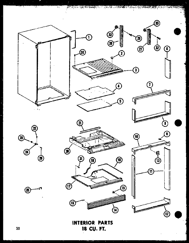 INTERIOR PARTS 18 CU. FT. Diagram and Parts List for TC18B P7350007W Amana Refrigerator