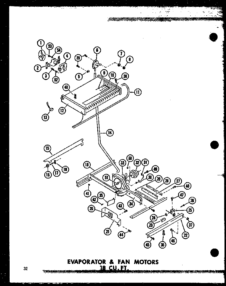 EVAP & FAN MOTORS 18 CU. FT. Diagram and Parts List for TC18B P7350007W Amana Refrigerator