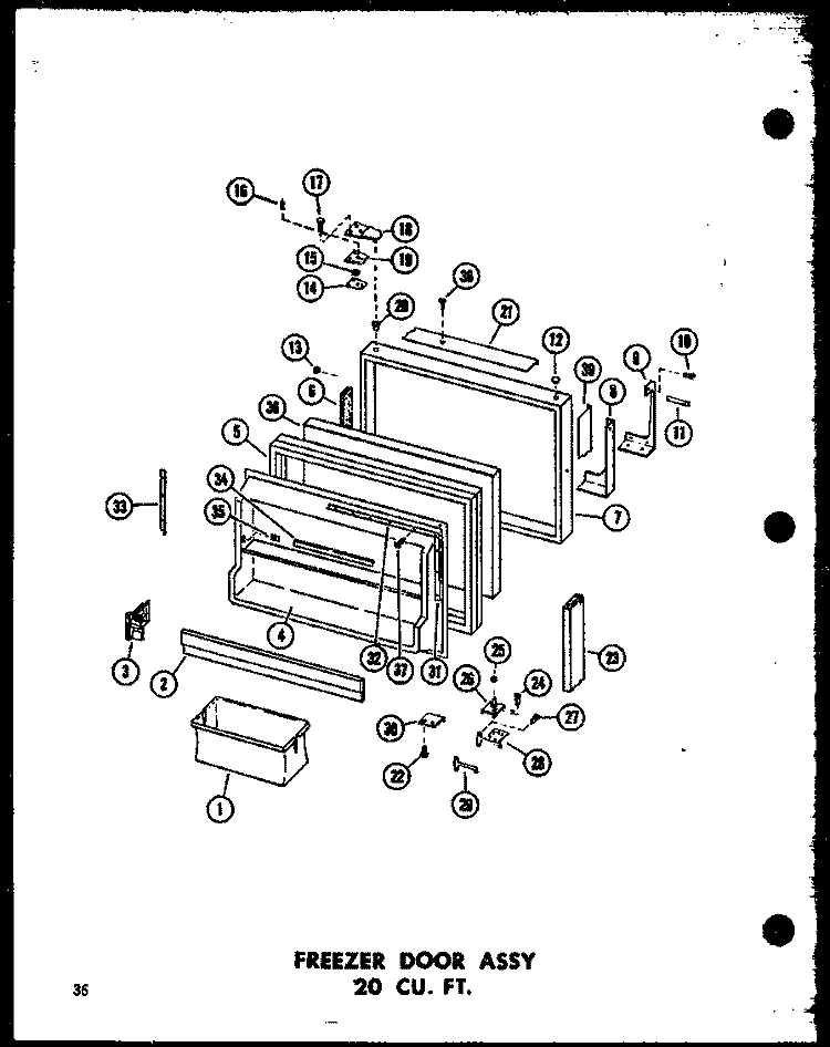 FZ DOOR ASSY 20 CU. FT. Diagram and Parts List for TR20B-L P7350008W L Amana Refrigerator