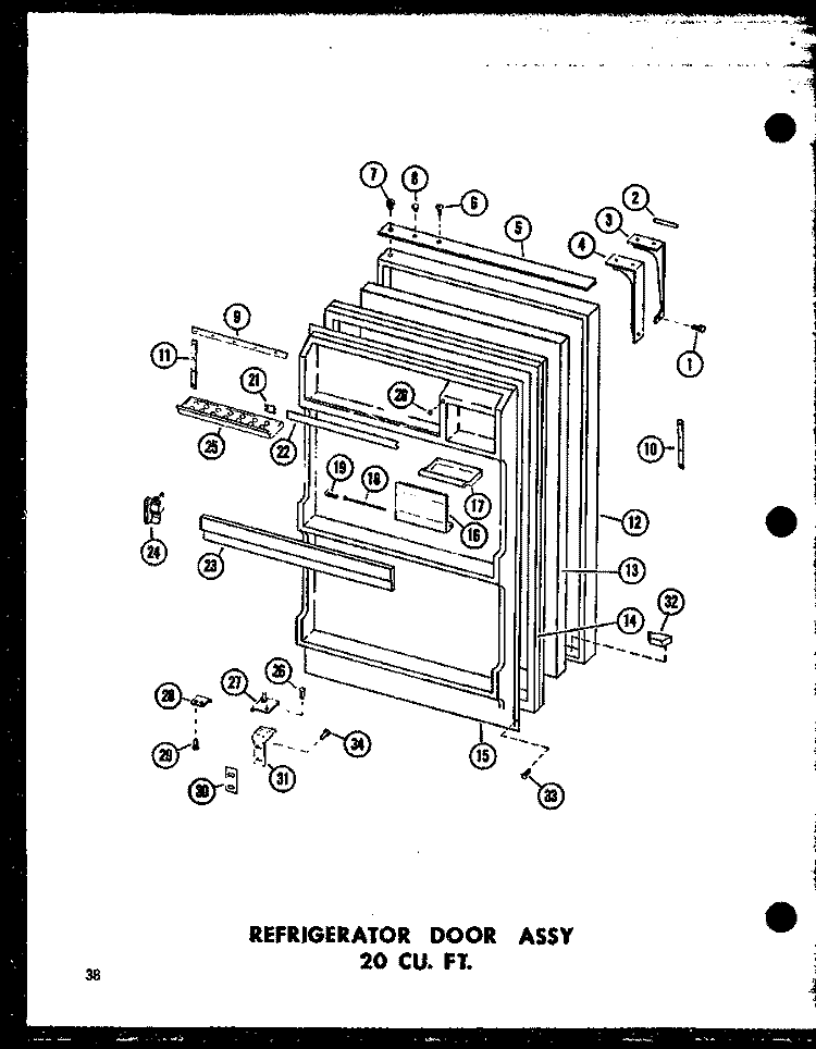 REF DOOR ASSY 20 CU. FT. Diagram and Parts List for TR20B-L P7350008W L Amana Refrigerator
