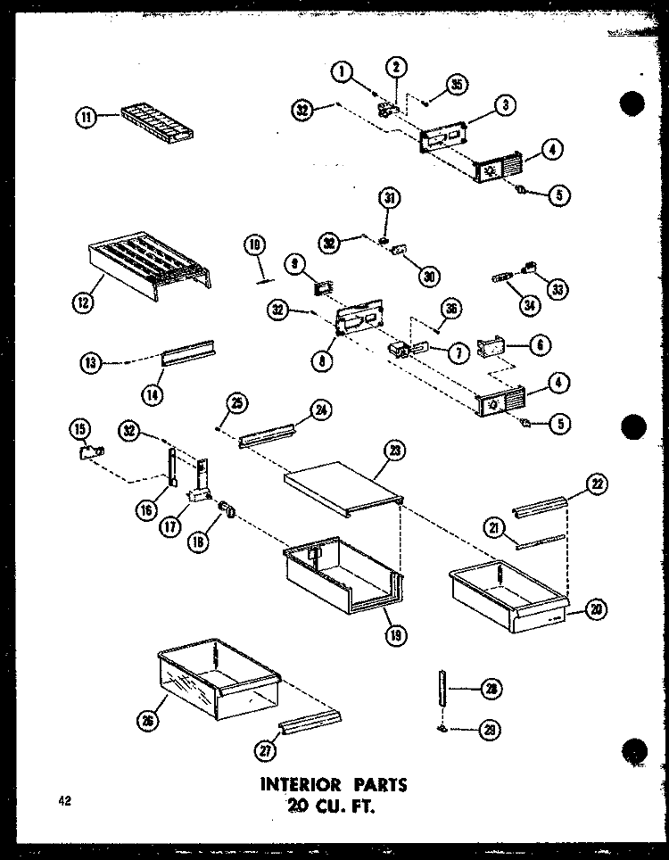 INTERIOR PARTS 20 CU. FT. Diagram and Parts List for TR20B-L P7350008W L Amana Refrigerator