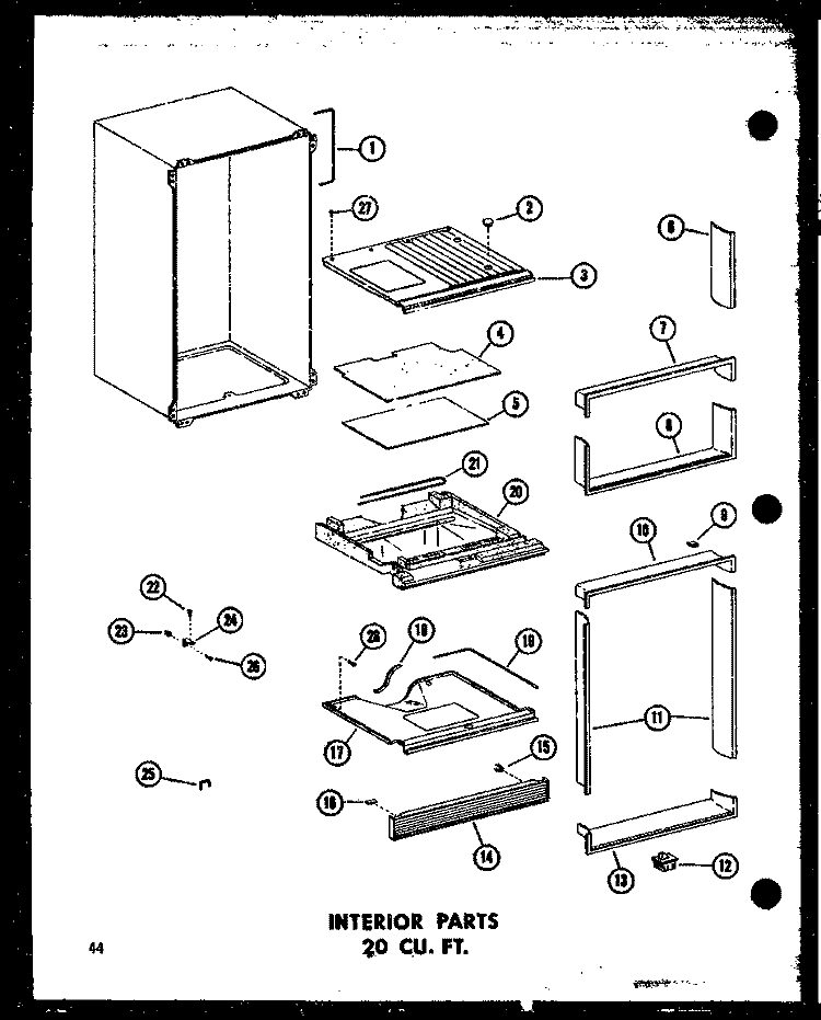 INTERIOR PARTS 20 CU. FT. Diagram and Parts List for TR20B-L P7350008W L Amana Refrigerator