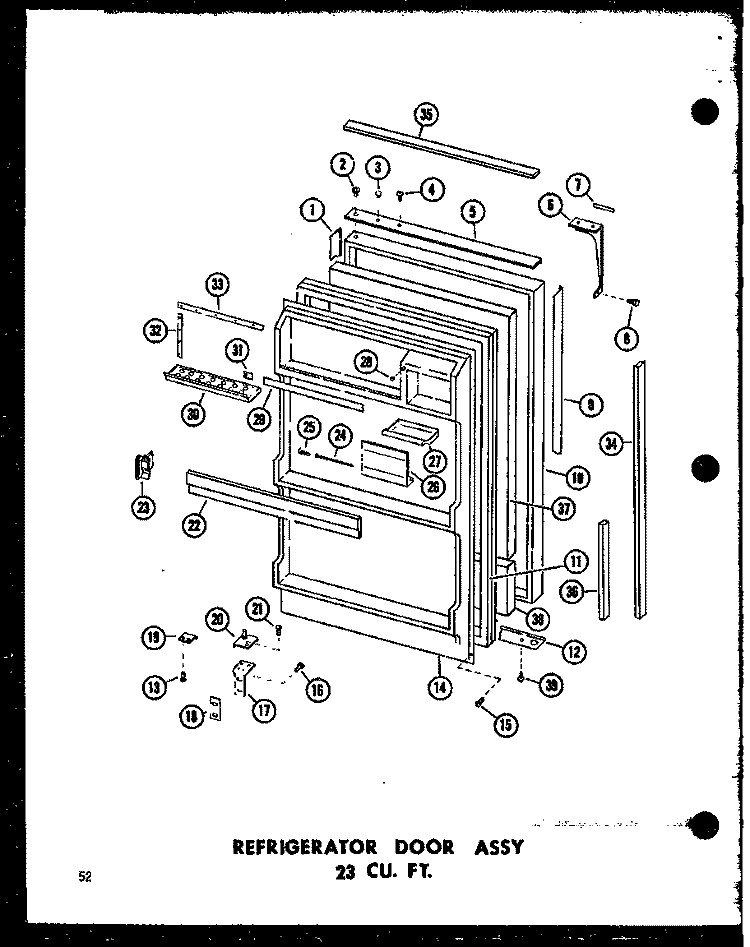 REF DOOR ASSY 23 CU. FT. Diagram and Parts List for TD23B P7350009W Amana Refrigerator
