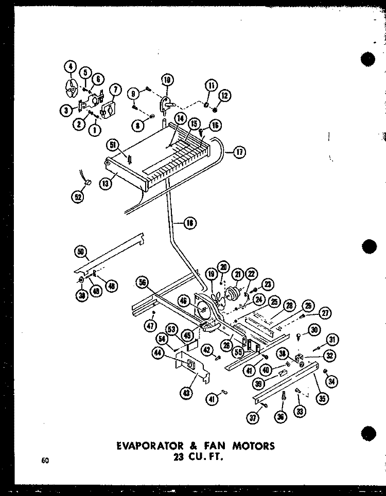 EVAP & FAN MOTORS 23 CU. FT. Diagram and Parts List for TD23B P7350009W Amana Refrigerator