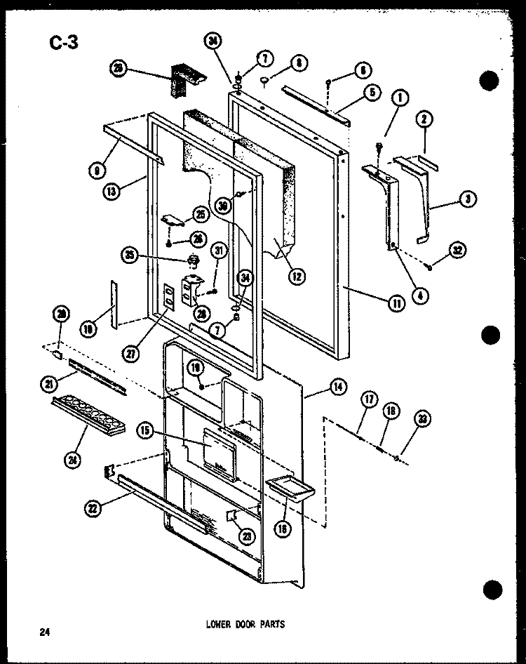 LOWER DOOR PARTS Diagram and Parts List for TC20D-C P7466009W C Amana Refrigerator
