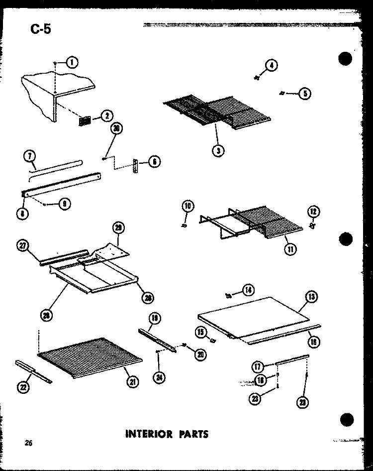 INTERIOR PARTS Diagram and Parts List for TC20D-C P7466009W C Amana Refrigerator