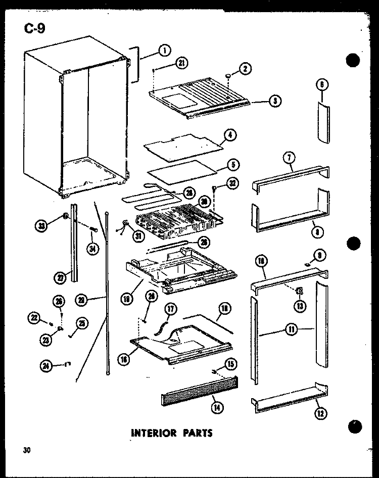 INTERIOR PARTS Diagram and Parts List for TC20D-C P7466009W C Amana Refrigerator