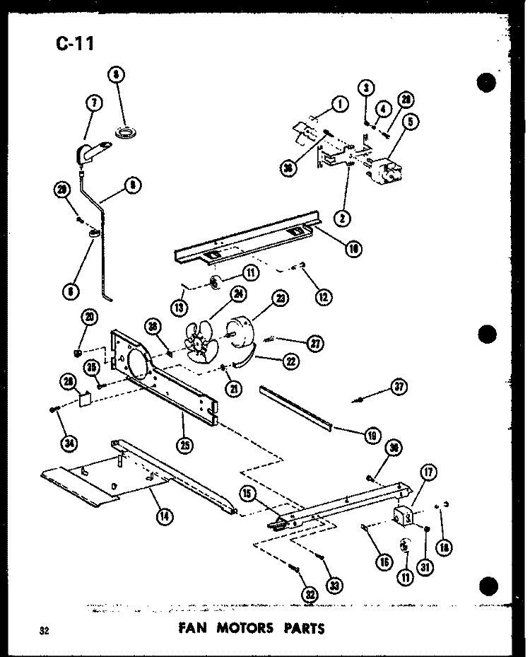 FAN MOTORS PARTS Diagram and Parts List for TC20D-C P7466009W C Amana Refrigerator