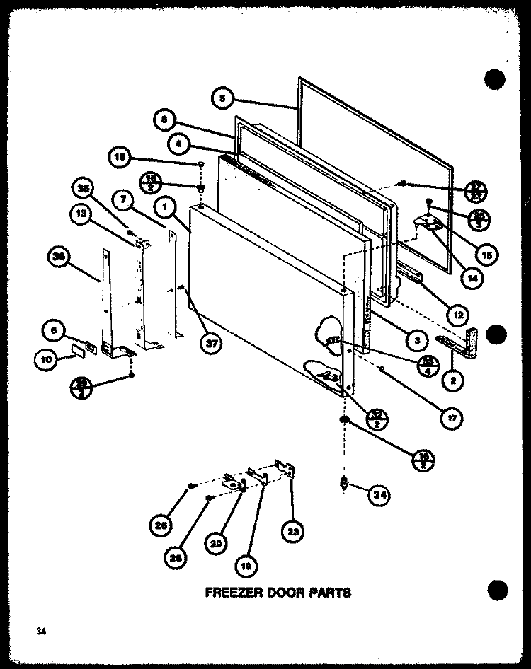 FZ DOOR PARTS Diagram and Parts List for TMI20K P7803235W Amana Refrigerator
