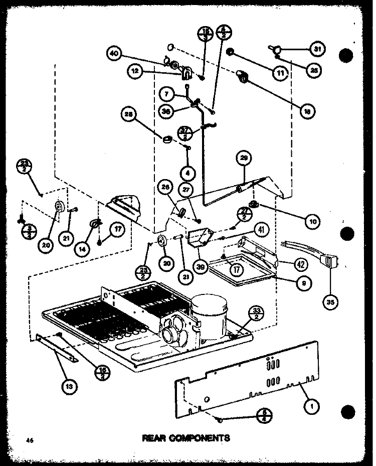REAR COMPONENTS Diagram and Parts List for TMI20K P7803235W Amana Refrigerator
