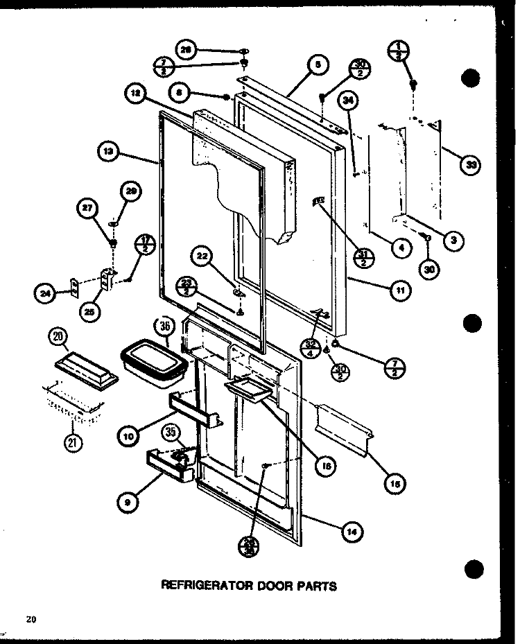 REF DOOR PARTS Diagram and Parts List for TC22K2 P7859227W Amana Refrigerator