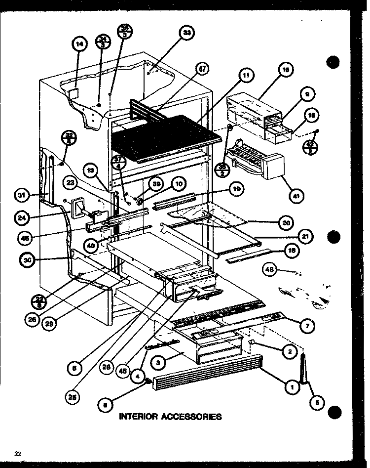 INTERIOR ACCESSORIES Diagram and Parts List for TC22K2 P7859227W Amana Refrigerator
