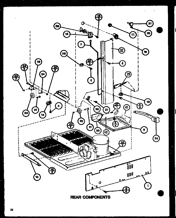 REAR COMPONENTS Diagram and Parts List for TC22K2 P7859227W Amana Refrigerator