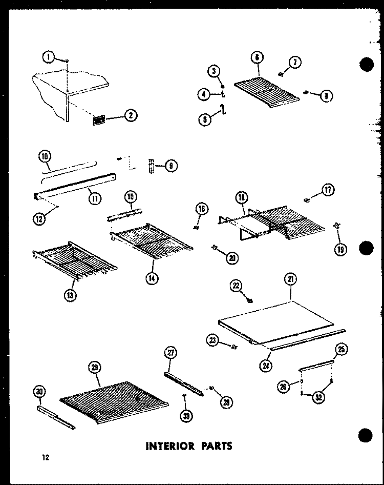 INTERIOR PARTS Diagram and Parts List for TC18C-L P7350016W L Amana Refrigerator