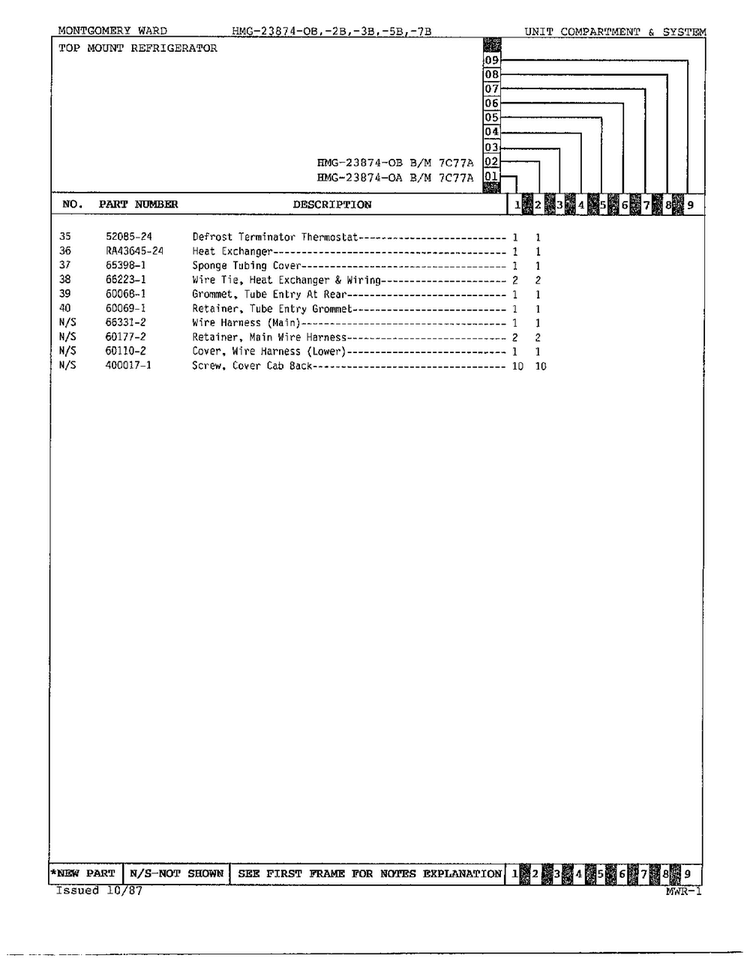 Unit Compartment And System Page 3 Diagram and Parts List for 23874B  Admiral Refrigerator