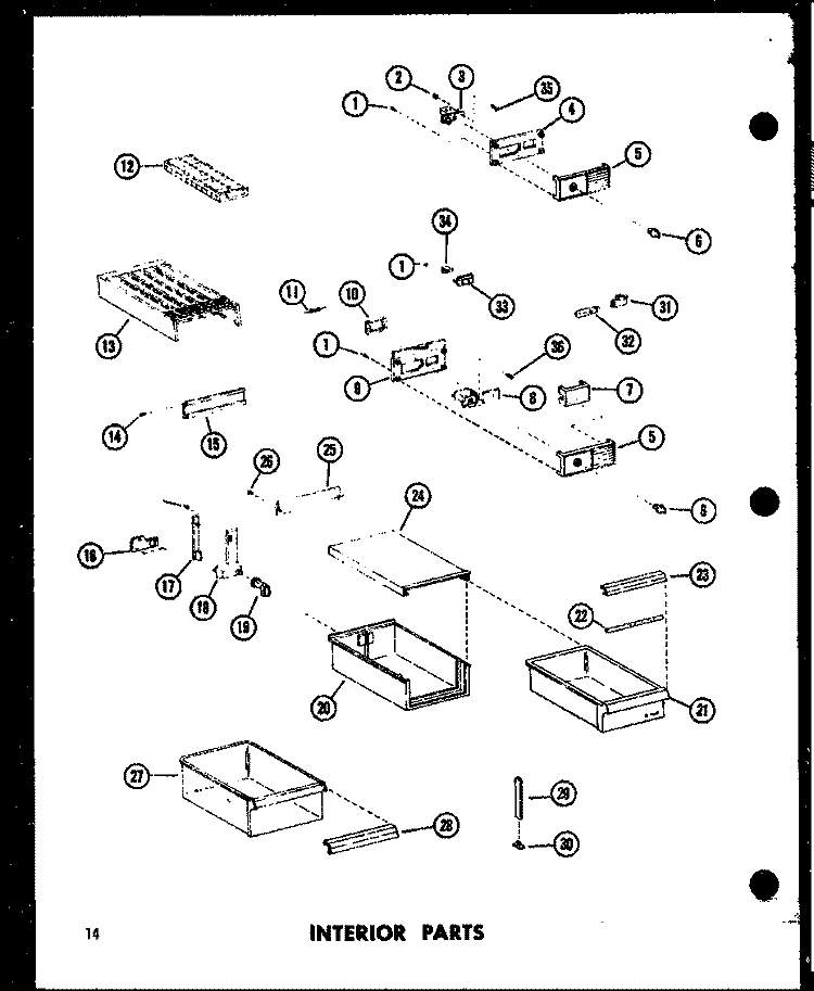 INTERIOR PARTS Diagram and Parts List for TC18C-L P7350016W L Amana Refrigerator