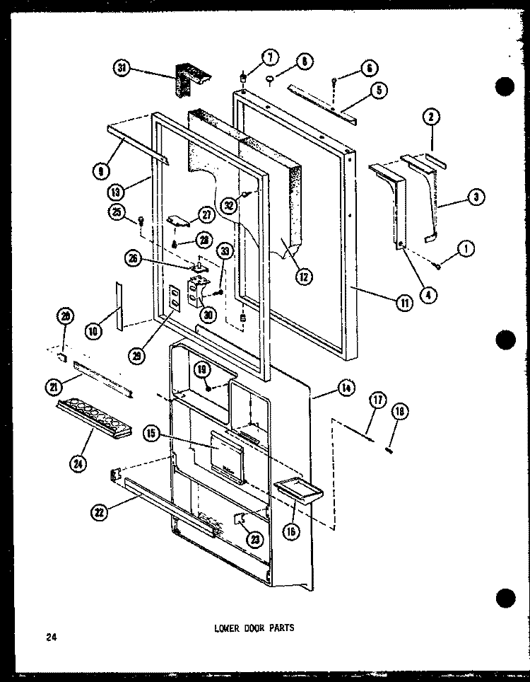 LOWER DOOR PARTS Diagram and Parts List for TC20C P7350021W Amana Refrigerator