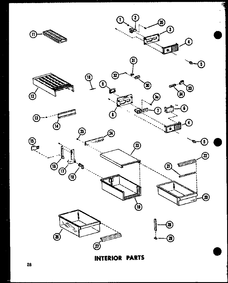 INTERIOR PARTS Diagram and Parts List for TC20C P7350021W Amana Refrigerator