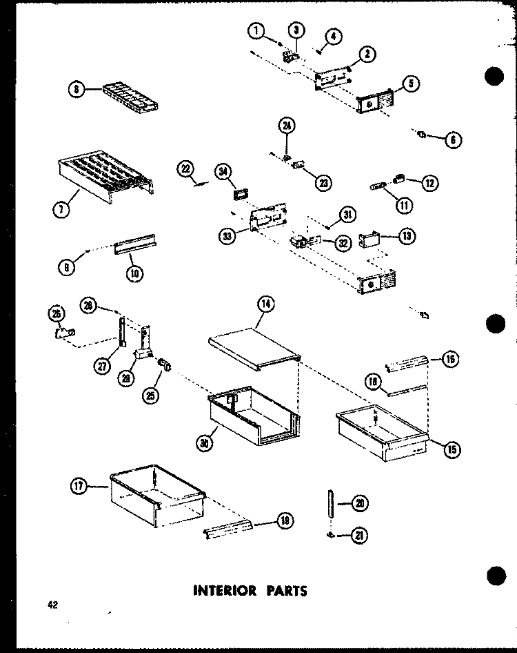 INTERIOR PARTS Diagram and Parts List for TD23C-G P7350018W G Amana Refrigerator