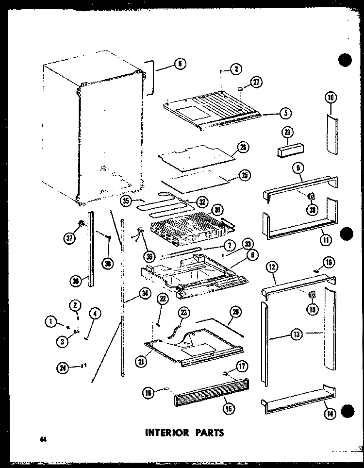 INTERIOR PARTS Diagram and Parts List for TD23C-G P7350018W G Amana Refrigerator