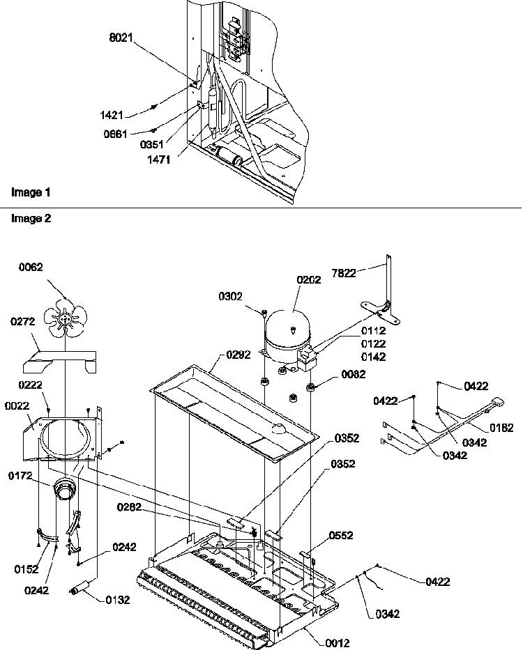 Machine Compartment Diagram and Parts List for HT600W-P1319401WW  Amana Refrigerator