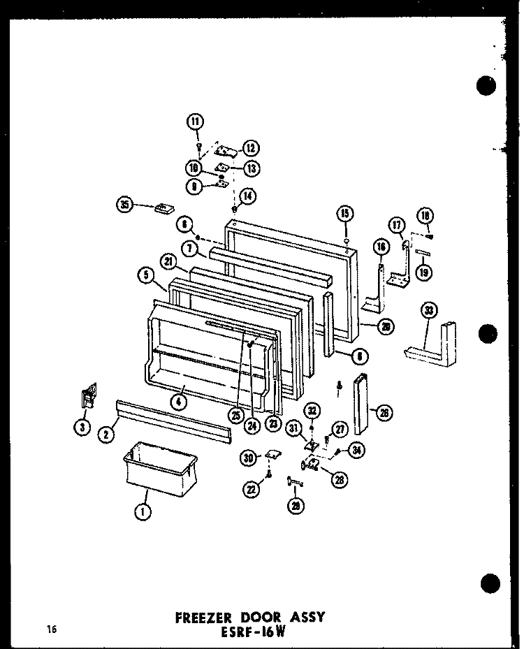 FZ DOOR ASSY Diagram and Parts List for ESRFC316B P7350002W Amana Refrigerator