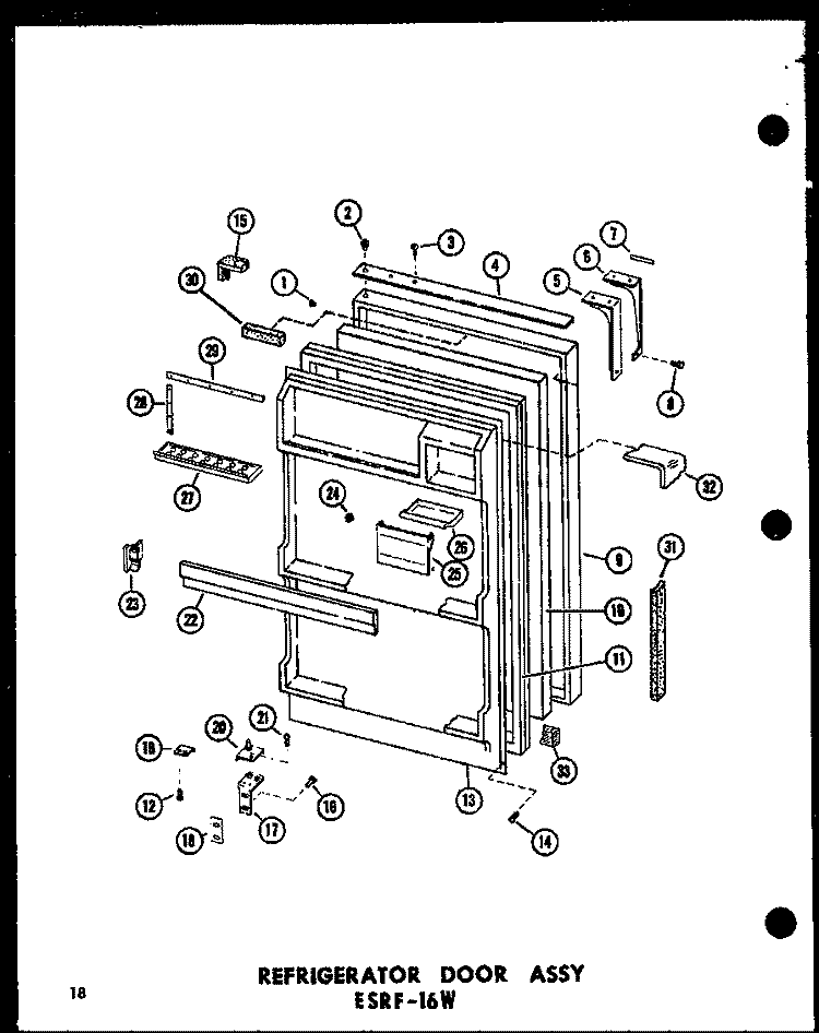 REF DOOR ASSY Diagram and Parts List for ESRFC316B P7350002W Amana Refrigerator