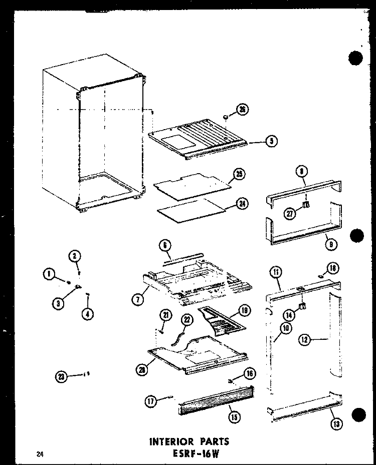 INTERIOR PARTS Diagram and Parts List for ESRFC316B P7350002W Amana Refrigerator