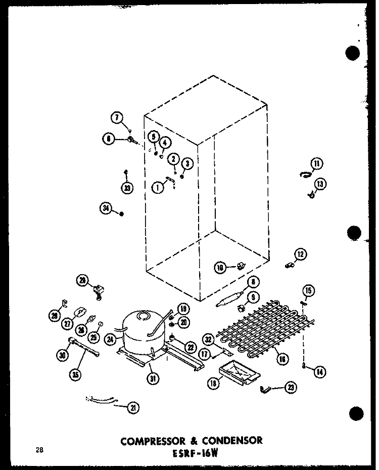 COMPRESSOR & CONDENSOR Diagram and Parts List for ESRFC316B P7350002W Amana Refrigerator