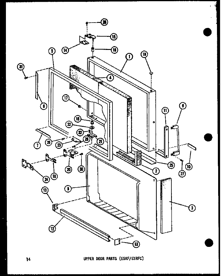 UPPER DOOR PARTS (ESRF / ESRFC) Diagram and Parts List for ESRF14C-C P7395309W C Amana Refrigerator