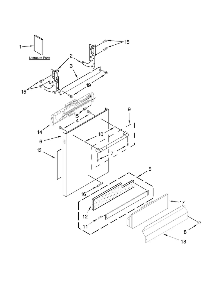 Door Panel Parts Diagram and Parts List for JDB8700AWP3  Jenn-Air Dishwasher