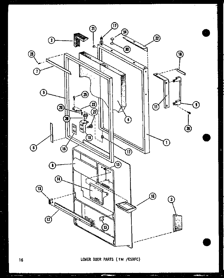 LOWER DOOR PARTS (TM / ESRFC) Diagram and Parts List for TM16D P7395322W Amana Refrigerator