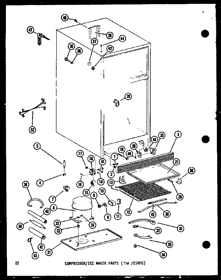 COMPRESSOR / ICE MAKER PARTS (TM / ESRFC) Diagram and Parts List for TM16D P7395322W Amana Refrigerator