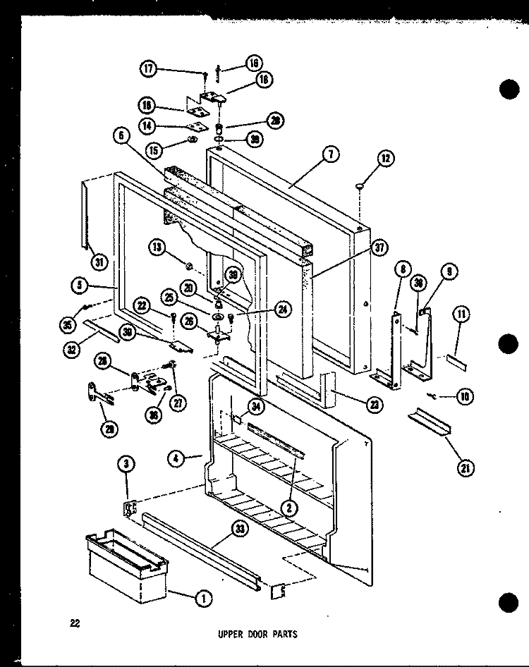 UPPER DOOR PARTS Diagram and Parts List for TC20D P7350029W Amana Refrigerator