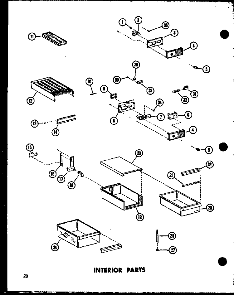 INTERIOR PARTS Diagram and Parts List for TC20D P7350029W Amana Refrigerator