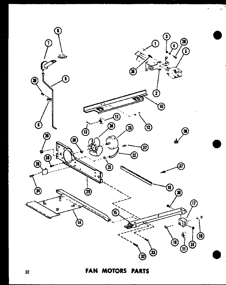 FAN MOTORS PARTS Diagram and Parts List for TC20D P7350029W Amana Refrigerator