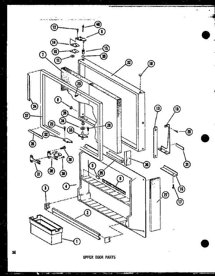 UPPER DOOR PARTS Diagram and Parts List for TD23D P7350026W Amana Refrigerator
